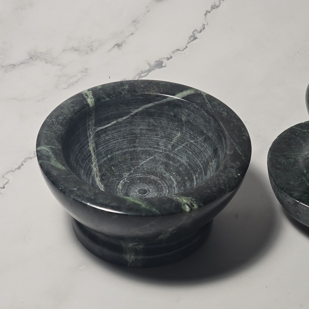 Mortar and Pestle Set Green‎ Marble - Picture 3 of 5